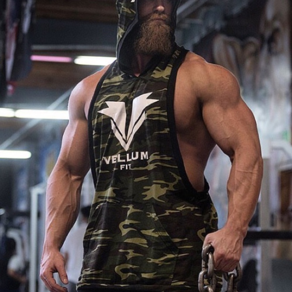 Vellumfit Camo sleeveless hoodie